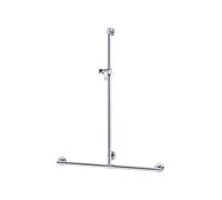 KEUCO PLAN Care barre d'appui avec barre de douche, largeur 1182mm, hauteur 1263mm, 34914171111, Couleur: Aluminium anodisé argent / chromé