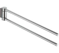 Keuco Plan Porte-Serviettes à Deux Bras, pivotant, 43,8 cm, métal chromé | Fabriqué en Allemagne, avec vis et chevilles, porte-serviettes pour percer