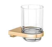 KEUCO Moll porte-verre 12750259000 avec verre en cristal véritable, laiton brossé