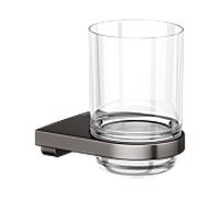 KEUCO Moll porte-verre 12750359000 avec verre en cristal véritable, noir titane brossé