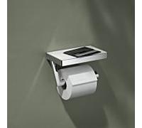 KEUCO Porte-papier Reva 12873019000 – chromé, étagère en verre, orientable, ouvert 100/120 mm
