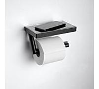 Keuco Reva porte-papier hygiénique 12873379000 noir mat, avec étagère en verre, forme ouverte, largeur de rouleau 100/120 mm