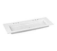 Keuco Royal 60 Céramique vasque 32160311406 140,5x53,8 cm, blanc , avec 2x3 trous robinetterie, sans trop-plein