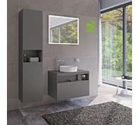 KEUCO STAGELINE Armoires hautes, 2 portes, charnières à gauche, 400x1800x360mm, 32831290001, Corps/Avant: Laque Inox satinée / Verre Inox satiné