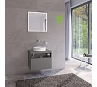 Keuco Stageline meuble sous-vasque 32853290000 65 x 55 x 49 cm, Inox laqué mat satiné, Inox verre satiné, sans électricité