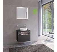 Keuco Meuble sous-vasque Stageline 32855970100 65 x 55 x 49 cm, décor vulcanite, verre vulcanite dépoli, avec électronique, trou pour robinet à droite
