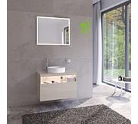 KEUCO Meuble sous-lavabo STAGELINE – 1 tiroir, 800x550x490 mm, trou gauche, Cachemire, LED