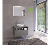 Keuco Stageline meuble sous-vasque 32864290000 80 x 55 x 49 cm, Inox laqué mat satiné, Inox verre satiné, sans électronique, avec trou pour robinet