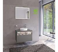 Keuco Stageline meuble sous vasque 32865290100 80 x 55 x 49 cm, Inox laqué mat satiné, Inox verre satiné, avec électronique, trou pour robinet à droite