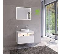 Keuco Stageline meuble sous-vasque 32865300100 80 x 55 x 49 cm, décor blanc , verre match1 clair, avec blanc , trou pour robinet à droite