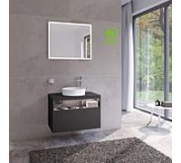 KEUCO Meuble sous-lavabo Stageline 32865970100 80x55x49 cm 1 tiroir, robinet à droite, LED, Vulkanit
