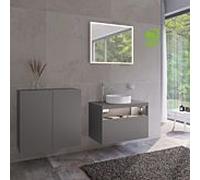 Keuco Stageline armoire centrale 32812290000 80 x 78,2 x 36 cm, Inox laqué mat satiné, Inox verre dépoli, 2 portes