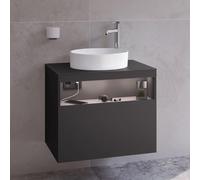 KEUCO Meuble sous-vasque STAGELINE 32855970100 – 1 tiroir, 65×55×49 cm, trou robinet à droite, LED
