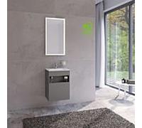 Keuco Stageline meuble sous-vasque 32822290001 laqué Inox satiné mat, verre Inox satiné, 46x62,5x38cm, sans électricité, gauche