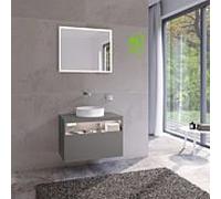 Keuco Stageline meuble sous-vasque 32863290100 80 x 55 x 49 cm, Inox laqué mat satiné, Inox verre satiné, avec électricité