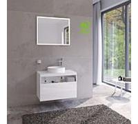 Keuco Stageline meuble sous vasque 32865300000 80 x 55 x 49 cm, décor blanc , verre match1 clair, sans blanc , trou pour robinet à droite