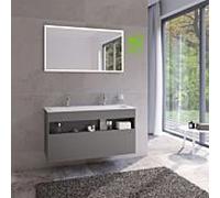 Keuco Stageline meuble sous-vasque 32882290000 120 x 62,5 x 49 cm, Inox laqué mat satiné, Inox verre satiné, sans électricité