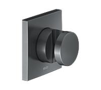 Keuco Support de douche mural Ixmo 59591130002 avec rosace carrée, utilisable à droite ou à gauche, chrome noir brossé
