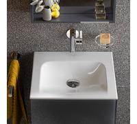 KEUCO X-LINE Lavabo encastré pour invités en céramique, 465x17x383mm, sans trou pour robinet, blanc, 33130314600