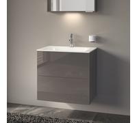 KEUCO Meuble sous-lavabo X-LINE – 2 tiroirs – fini satiné truffe, verre clair