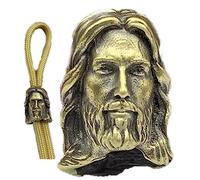 Keuyeo Lanière De Couteau De Jésus, Sculpture De Tête De Sauveur, Perles Paracorde en Laiton, Bracelet Artisanal, Porte-clés, Pendentif À Breloque, Accessoires