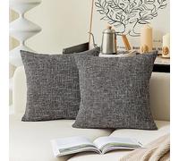 Kevin Textile Lot de 2 Housses de Coussin en Lin Doux et Solide avec Doublure Durable Motif étoile rayée Noir 66 x 66 cm