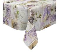 KEVKUS Nappe en toile cirée 173A Provence Lavande, au choix, rectangulaire, ronde et ovale - Dimensions : ovale 140 x 220 cm avec ruban passepoilé