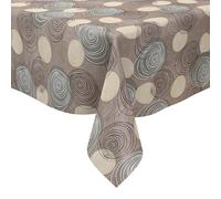 KEVKUS Nappe en toile cirée K104B taupe avec lignes au choix, rectangulaire, ronde et ovale - Dimensions : ovale 120 x 160 cm Bord coupé