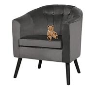 Kevo Fauteuil scandinave Fauteuil de Salon Fauteuil Relax Fauteuil Velours pour Chambre Pieds en Bois Massif,Petit Fauteuil Crapaud, Chauffeuse avec Accoudoirs,Petit Canapé Rembourrée Épaisse