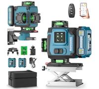 Kevsuvqin Niveau Laser 4x360°, Laser Chantier avec 2x4800mAh Batterie & Grand écran LED, 4D 16 Lignes Niveau Laser 360 Autonivelant/Télécommande/APP/IP54 Étanche pour la construction
