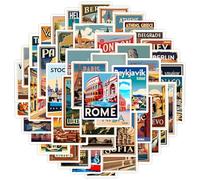 KEWUF Lot de 50 autocollants de europe voyage, autocollants de scrapbooking de voyage, sticker de journalisation pour carnet, album photo, bouteille d'eau, étui de téléphone, ordinateur