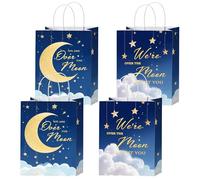 KEWUFD Lot de 20 sacs à friandises « We're Over the Moon » sur le thème de la lune pour fête prénatale/révélation du sexe - Fournitures de décoration de fête d'anniversaire - Étoile et lune