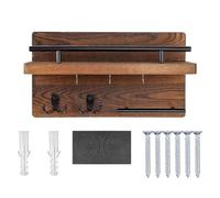 Key Holder - 12.5 in Key Hanger, WallMounted Keys Hooks, Wooden Retro Decorative Storage | Adjustable KeyHolder with Floating Shelf Hook for Coat Mail Entryway Home Hat Backpack Purse House Wallet