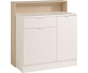 KEY - Meuble multifonctions - Module cuisine 2 portes 1 tiroir / Bar / Travail - 103,5 x 59 x 115 cm - Chêne / Blanc - PARISOT