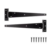 Keypak Lot de 2 charnières en T japonaises noires de 250 mm avec revêtement antirouille, idéales pour les portails en bois, les portes d'abri de jardin, les portes de grange et une utilisation