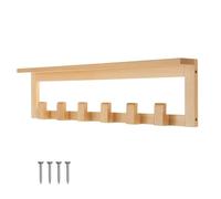 keypak Porte-manteau mural en bois de hêtre avec étagère, 68 cm, 6 crochets