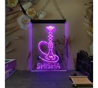 KEYQEEN Shisha Shop enseigne au néon, narguilé Club 24 Touches télécommande Gradation RGB LED néons pour décoration Murale USB Panneau Lumineux,30x20cm