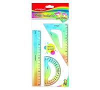 KEYROAD Ensemble de géométrie pastel - Règle 20 cm - Rapporteur de 10 cm - Équerre de 14 cm - Pour étudiants - Dessin et calcul - Couleurs aléatoires