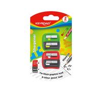 Keyroad Lot de 2 taille-crayons doubles en plastique - Sous blister - Mélange de couleurs