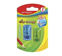 KEYROAD Lot de 2 taille-crayons manuels ergonomiques, couleurs mélangées, plastique, lames en acier, 8 mm, école et préscolaire