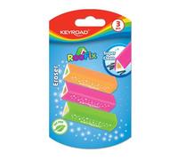 Keyroad Roofix KR971813 Lot de 3 gommes universelles triangulaire/blister/couleurs mélangées/en caoutchouc thermoplastique de qualité supérieure pour enfants Petite gomme amusante
