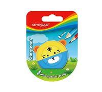 KEYROAD Speedy Snail Taille-crayon ergonomique double 1 pièce, plastique, lames en acier, crayons et crayons de couleur, blister, couleurs mélangées, pour crèche, maternelle et école