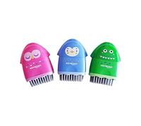 KEYROAD Taille-crayon ergonomique ROCKY-DOCKY 3 en 1 avec gomme et pinceau/1 pièce/plastique/lames en acier/crayons de couleurs/blister - Couleurs mélangées/