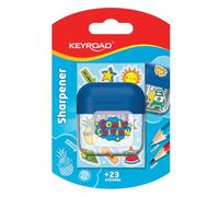 KEYROAD Taille-crayon, opalescent, double, avec récipient, pour crayons et crayons de couleur, école, bureau, blister
