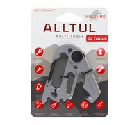 KeySmart AllTul Vulture Porte-clés 10 en 1 avec décapsuleur, clé, mousqueton, coupe-fil, tête plate, rayon, cutter, règle et trou pour porte-clés, outil pour camping, pêche