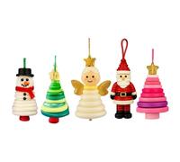 Keyubria 5 Kit De Décoration De Noël À Faire Soi Même avec des Boutons, Pendentifs Créatifs À Suspendre Représentant Le Père Noël, des Et Bonhommes De Neige, Décorations Amusantes À Faire Soi Même
