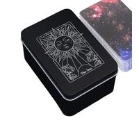 Keyubria Boîte pour cartes de tarot,boîte de tarot en métal - Boîte de rangement de bijoux - Étui à cartes de Tarot imprimé Moon Sun, pour cartes à jouer, bijoux, petit conteneur de rangement de
