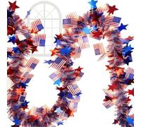Keyubria Guirlande du Memorial Day - décor de cheminée pour Le 4 Juillet - Guirlande Lumineuse De 10,06 m pour Cheminée Et Fêtes,Décoration Intérieure Extérieure Fête