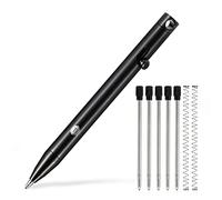 KeyUnity KP00 Stylo À Bille En Alliage De Titane Avec Recharges Bonus, Stylo En Métal Rétractable Pour Une Utilisation Quotidienne Signature, Pointe Fine, Encre Noire (PVD noir)