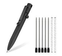 KeyUnity KP04BK Stylo À Bille En Alliage De Titane Avec Pince, Stylo De Poche EDC En Métal Rétractable Pour Un Transport Quotidien